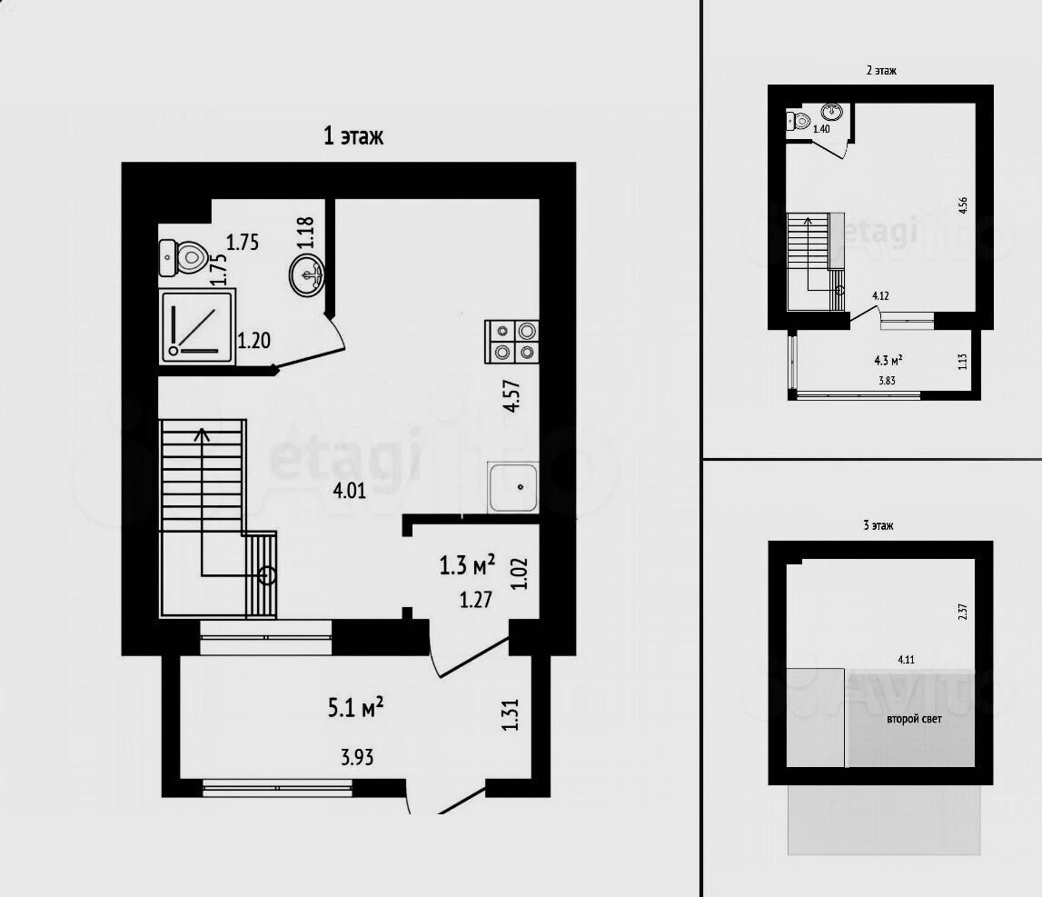 2-комнатная 51 м2 в ЖК undefined корпус null этаж 2