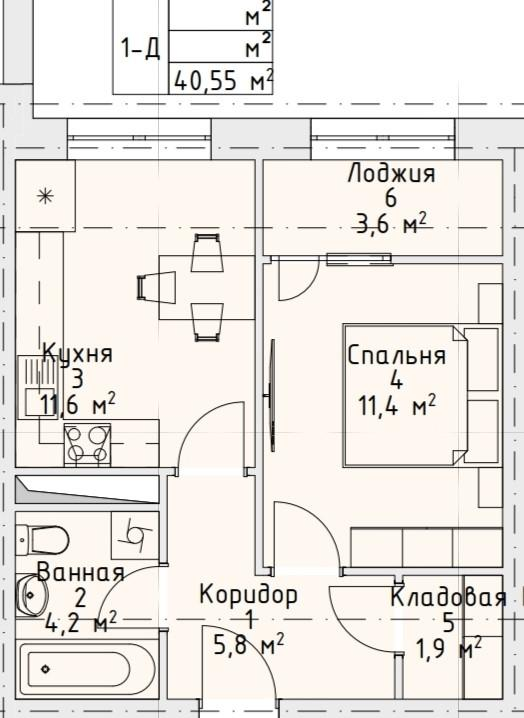 2-комнатная 40.5 м2 в ЖК undefined корпус null этаж 13