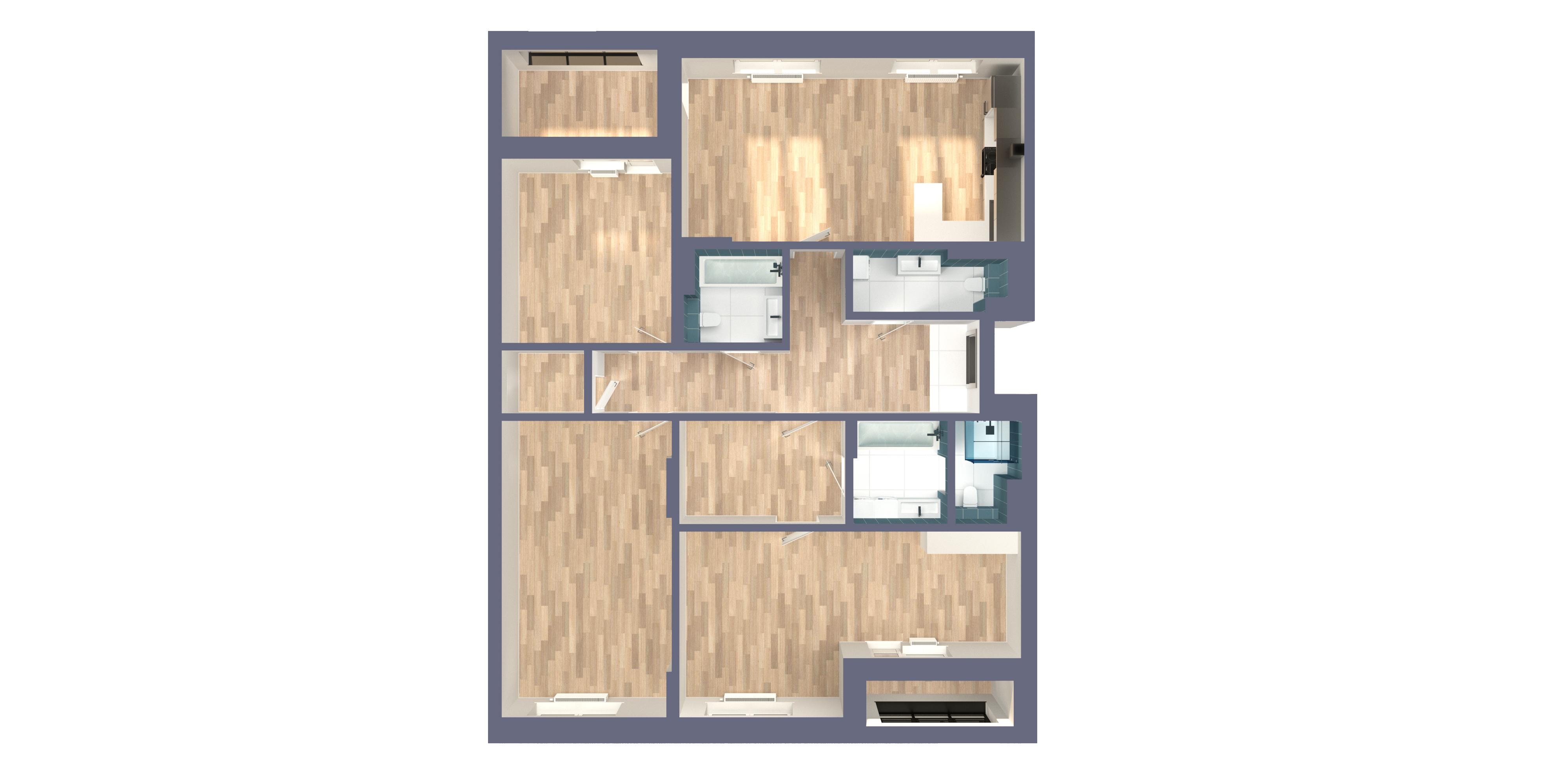 4-комнатная 121 м2 в ЖК Мой Ритм корпус null этаж 7