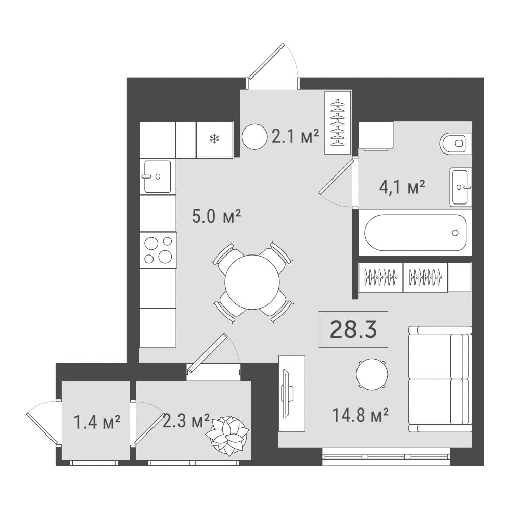 Студия 28 м2 в ЖК Фамильный дом корпус null этаж 13