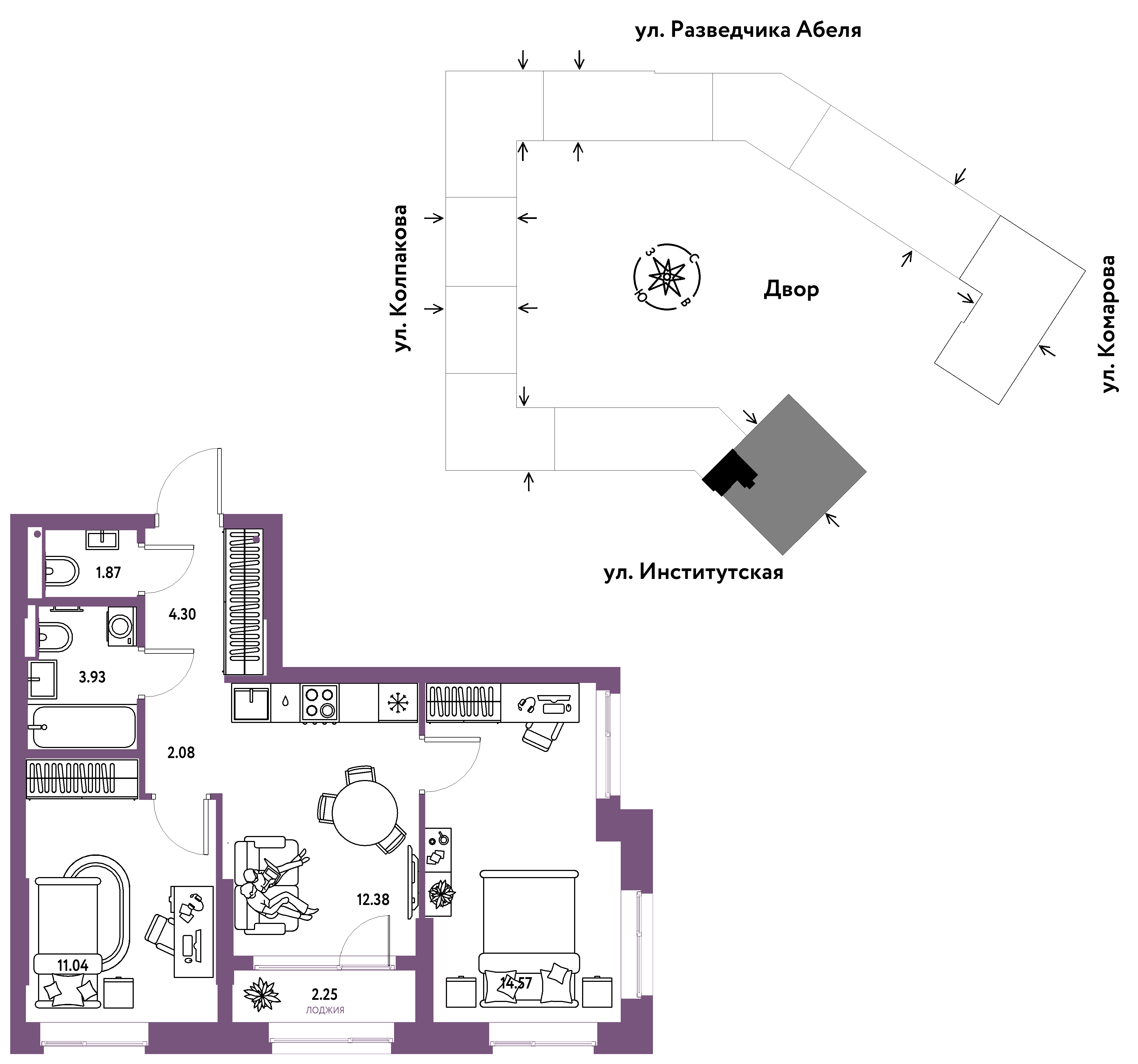 Студия 52 м2 в ЖК Страна.Парковая корпус null этаж 5
