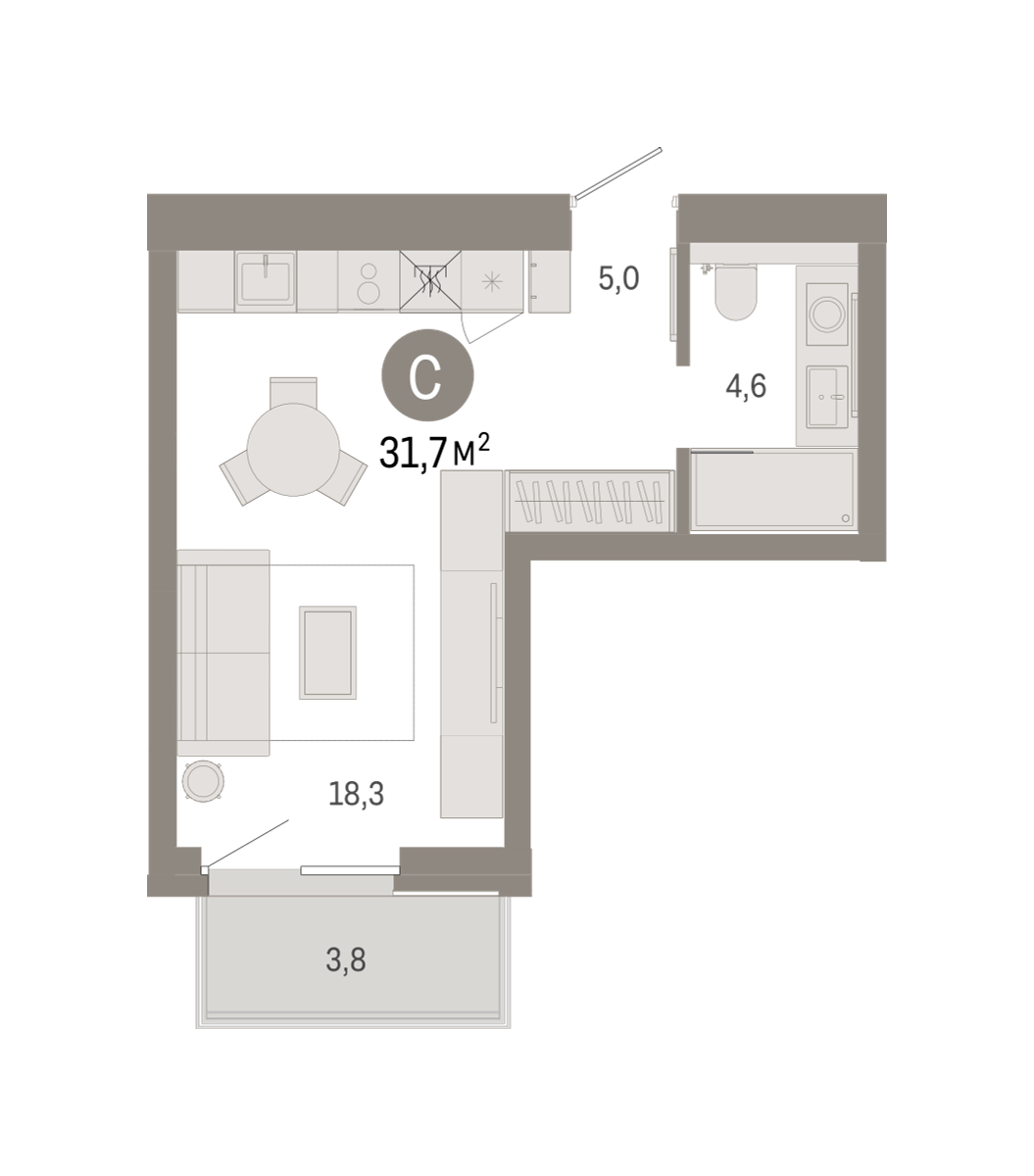 Студия 31 м2 в ЖК Город-на-озере корпус null этаж 8