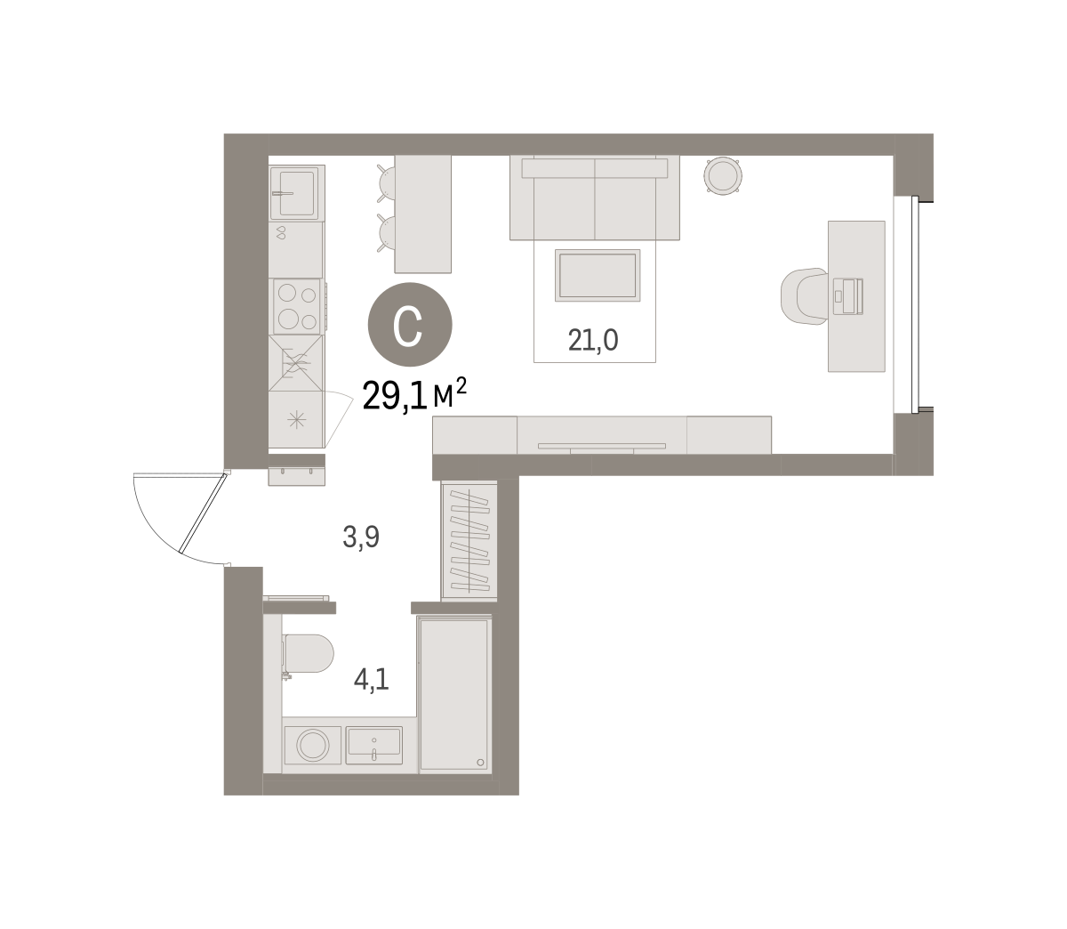 Студия 29 м2 в ЖК Северный ветер корпус null этаж 5