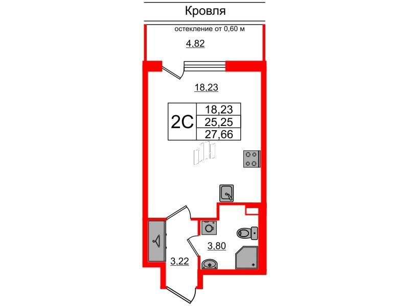 Студия 25 м2 в ЖК Титул в Московском корпус null этаж 3