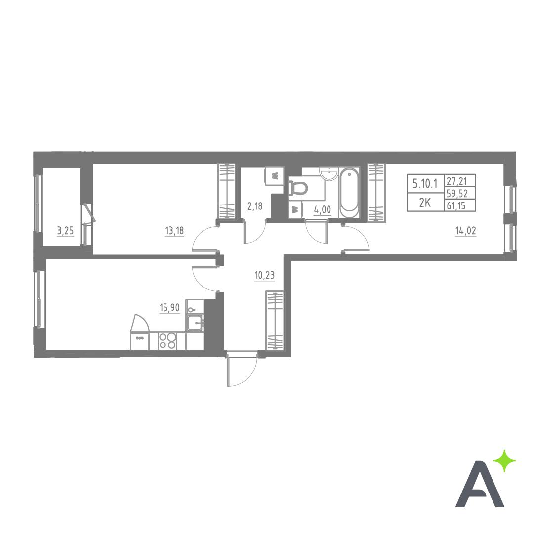 Студия 61 м2 в ЖК Аквилон Солар корпус null этаж 11