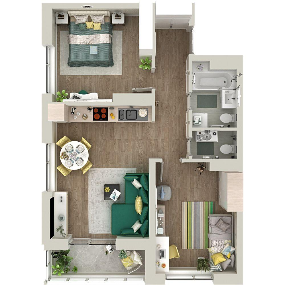 2-комнатная 64 м2 в ЖК Гранд Квартал корпус null этаж 13