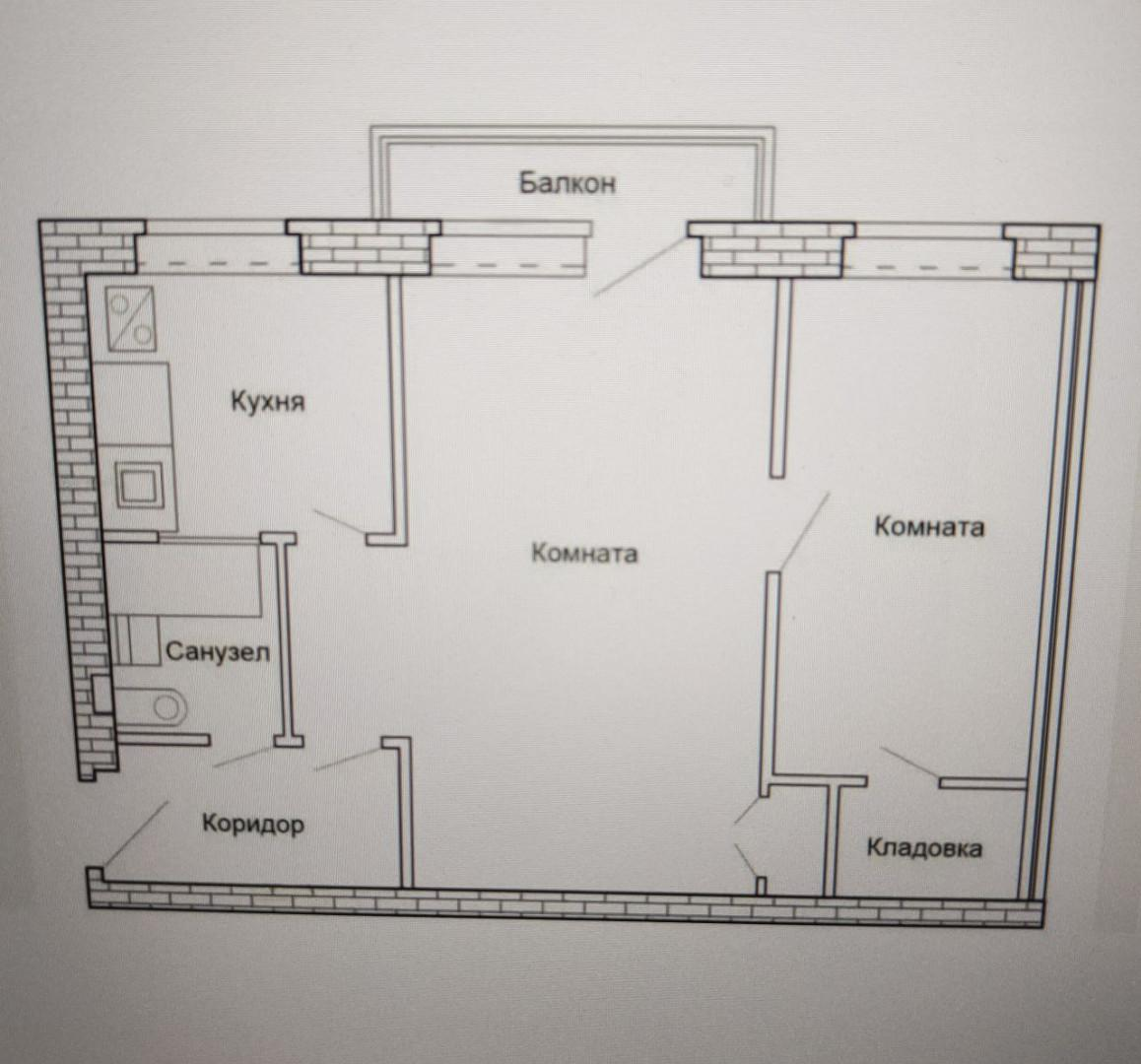 2-комнатная 42.6 м2 в ЖК undefined корпус null этаж 4