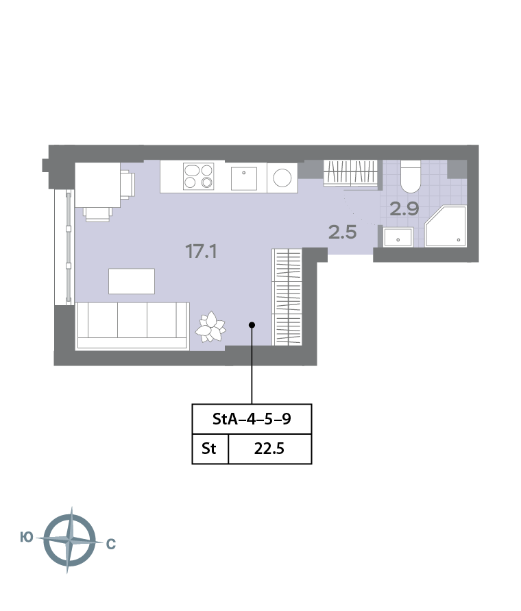 Студия 22 м2 в ЖК Дмитровское небо корпус null этаж 7