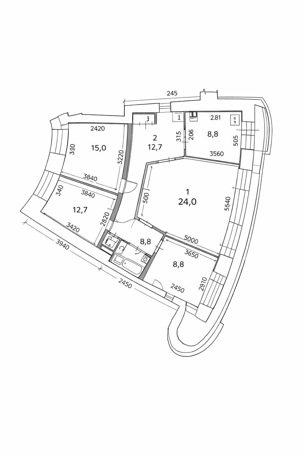 4-комнатная 76.6 м2 в ЖК undefined корпус null этаж 4