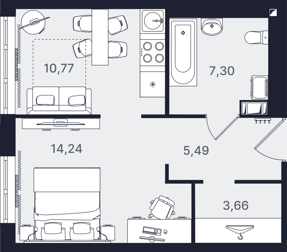 1-комнатная 41 м2 в ЖК Про.Молодость корпус null этаж 16