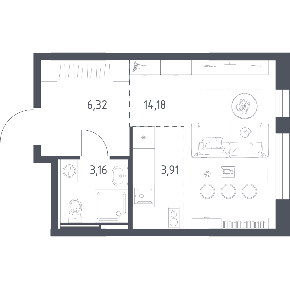 Студия 27 м2 в ЖК Остафьево корпус null этаж 3