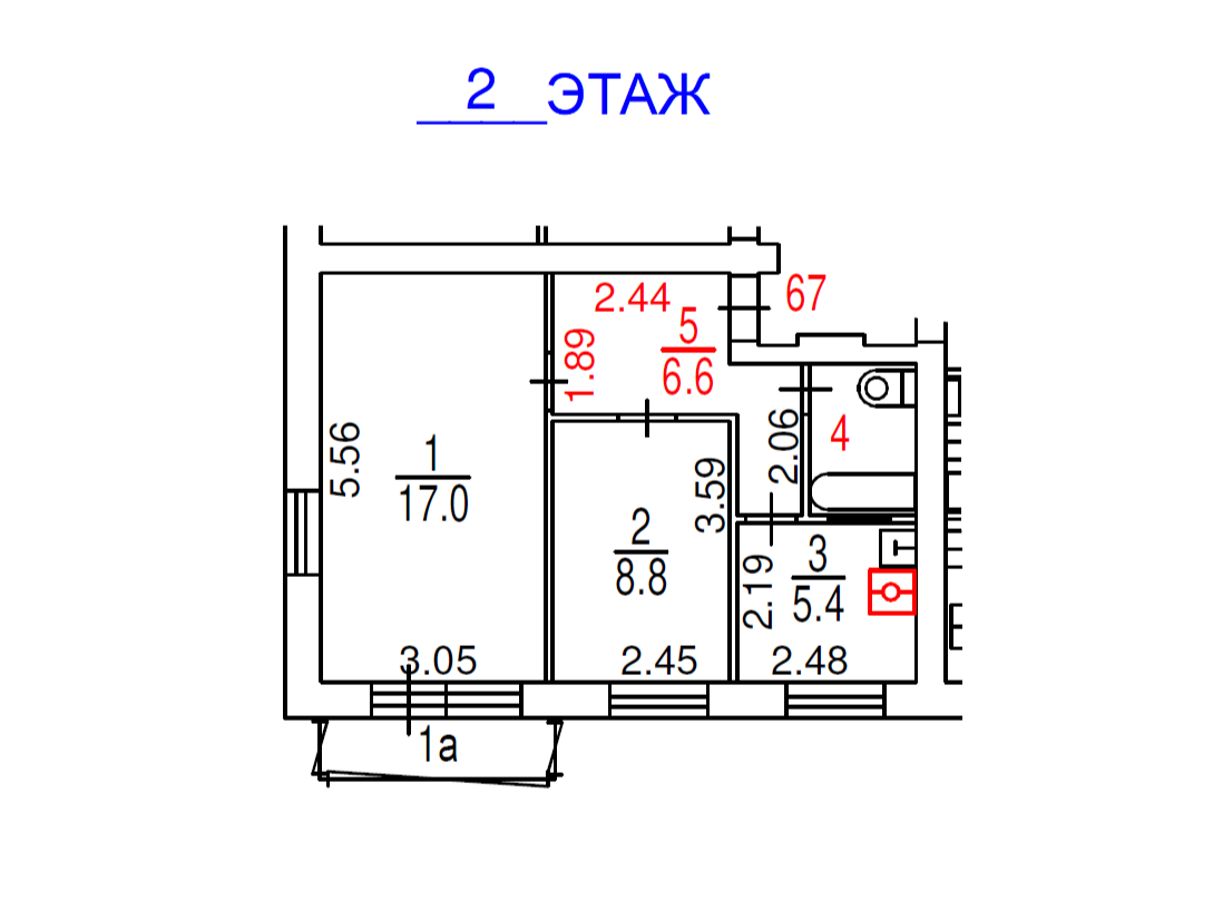 2-комнатная 41.7 м2 в ЖК undefined корпус null этаж 2
