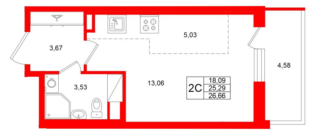 Студия 25 м2 в ЖК Титул в Московском корпус null этаж 10
