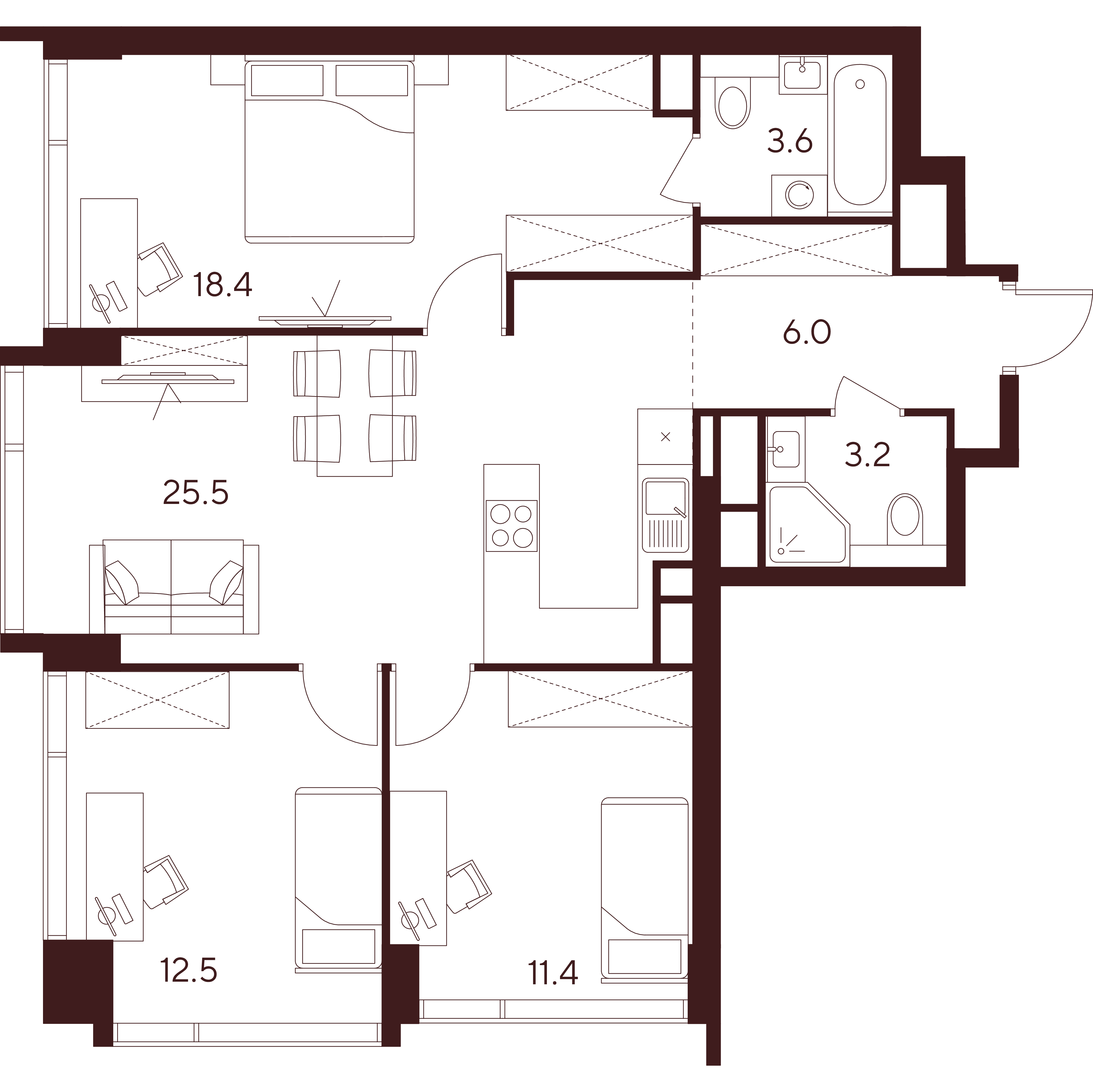 Студия 80 м2 в ЖК Indy Towers корпус null этаж 32
