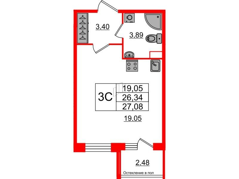 Студия 26 м2 в ЖК Сенат корпус null этаж 1