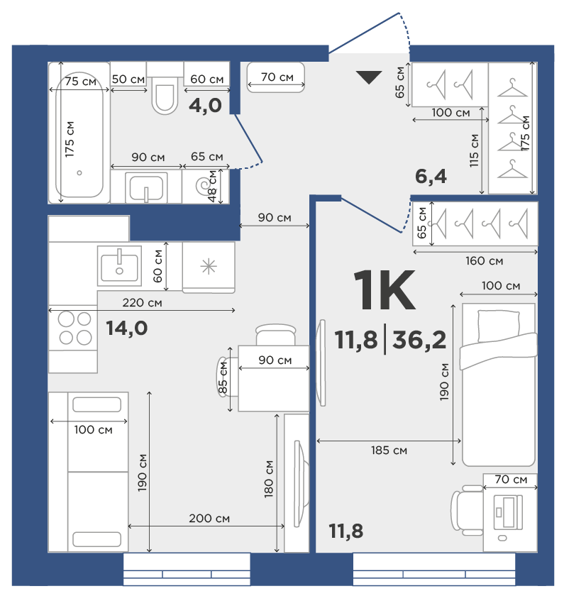 1-комнатная 35 м2 в ЖК Поколение корпус null этаж 1