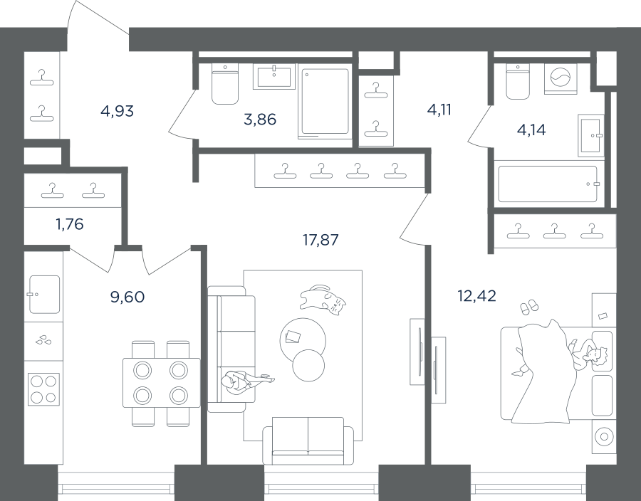 2-комнатная 58 м2 в ЖК ULTIMACity корпус null этаж 44