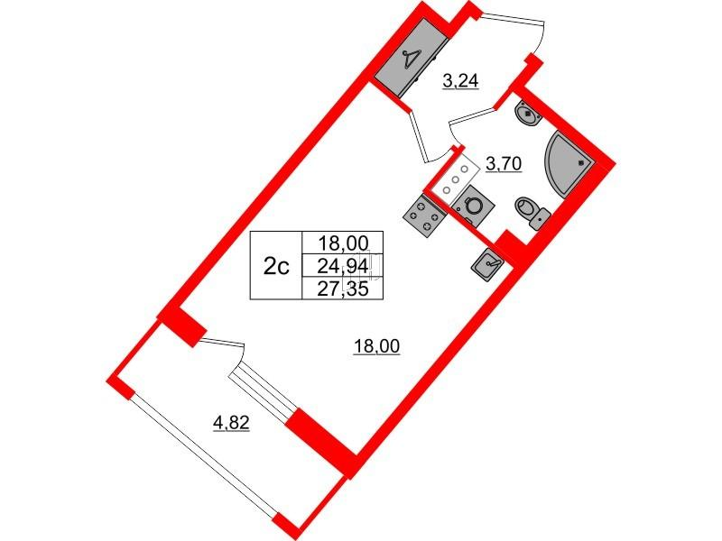 Студия 24 м2 в ЖК Pulse Premier корпус null этаж 13