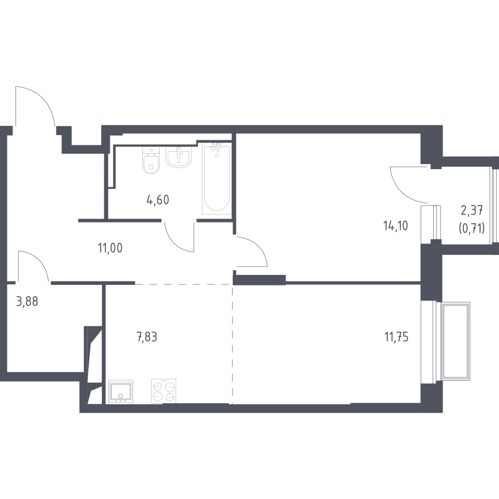 Студия 53 м2 в ЖК Долина Яузы корпус null этаж 5