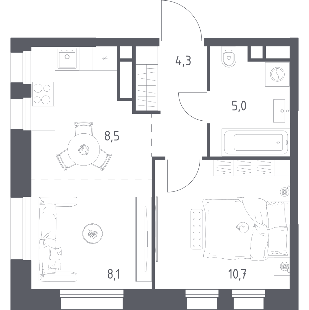 Студия 36 м2 в ЖК Квартал на воде корпус null этаж 15