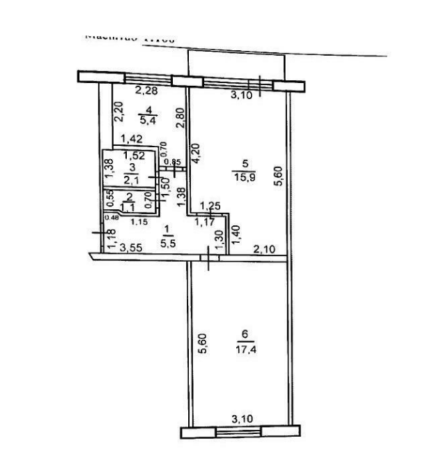 2-комнатная 47.4 м2 в ЖК undefined корпус null этаж 4