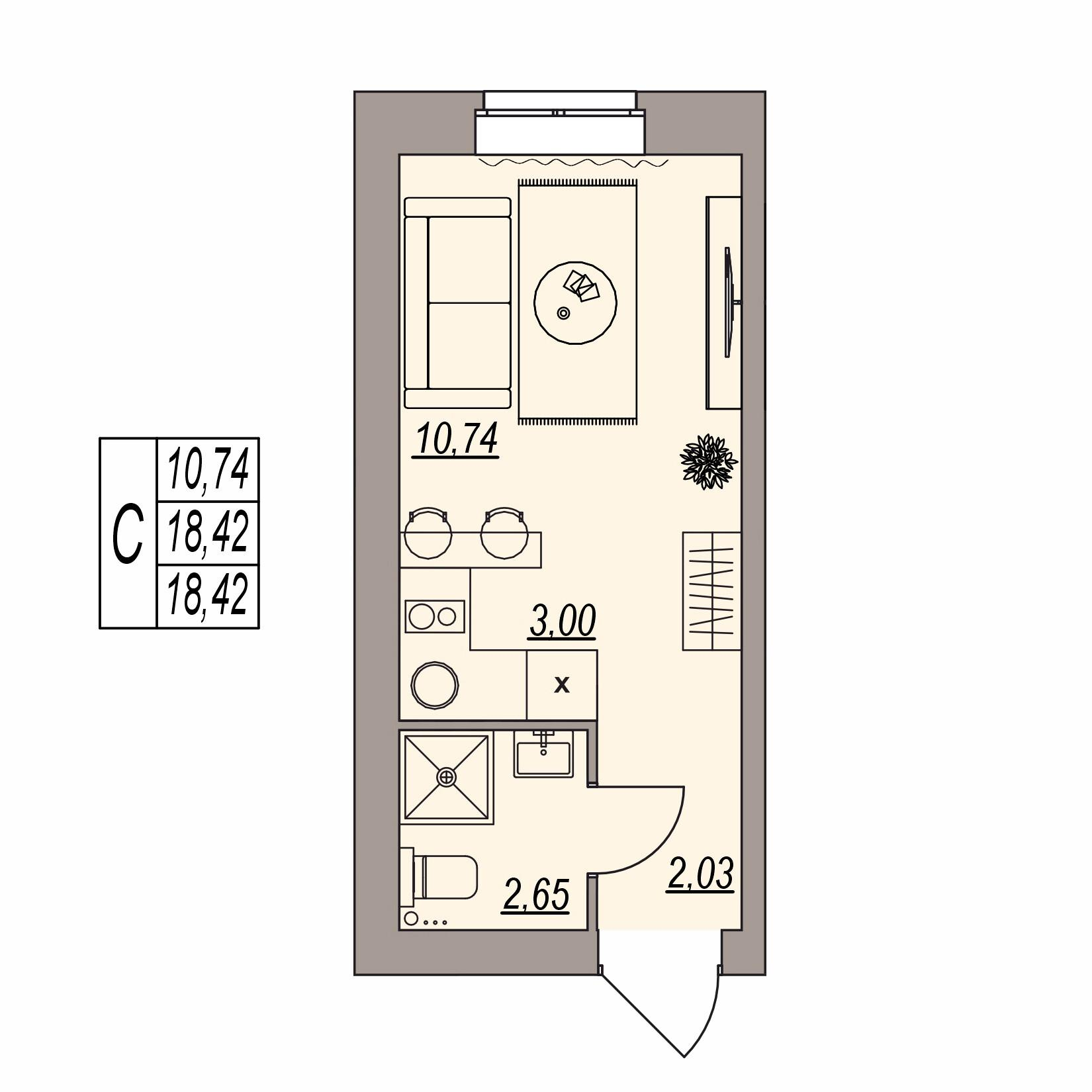 Студия 18 м2 в ЖК Герои поколений корпус null этаж 2