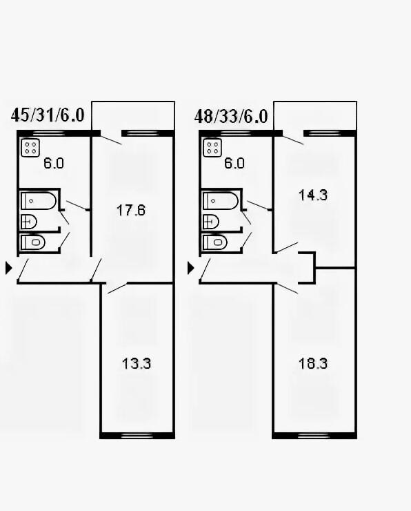 2-комнатная 44.1 м2 в ЖК undefined корпус null этаж 5