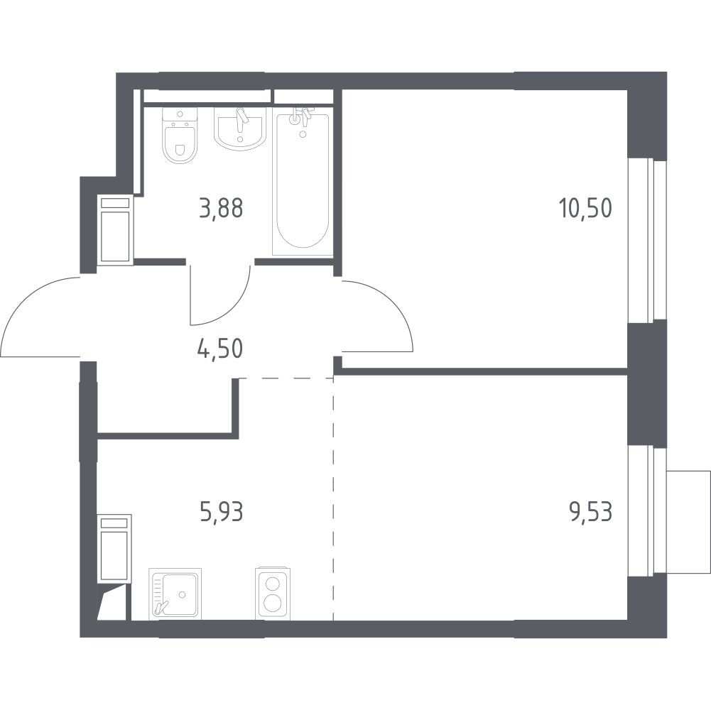 Студия 34 м2 в ЖК Пятницкие Луга корпус null этаж 7