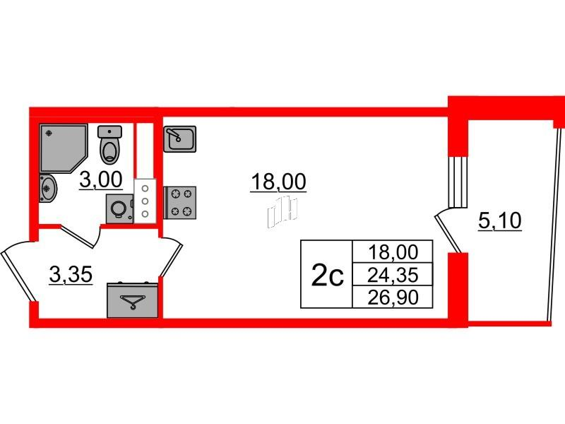 Студия 24 м2 в ЖК Бионика Заповедная корпус null этаж 9