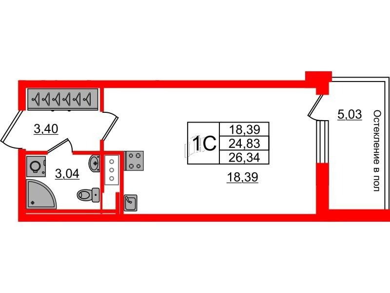 Студия 24 м2 в ЖК Сенат корпус null этаж 10