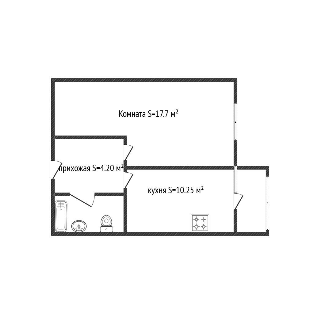 1-комнатная 36 м2 в ЖК undefined корпус null этаж 5