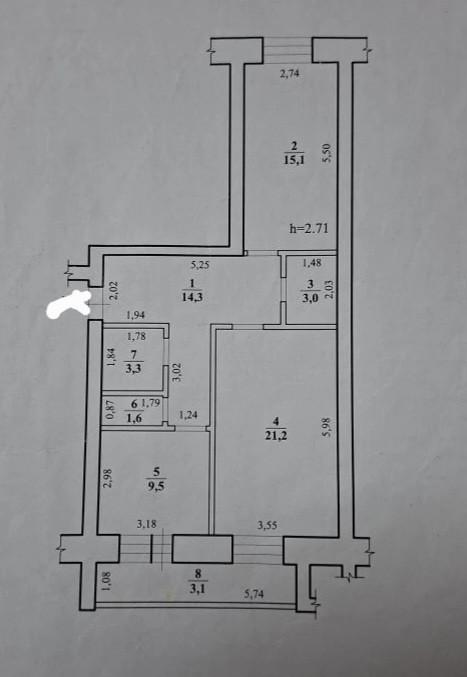 2-комнатная 71.1 м2 в ЖК undefined корпус null этаж 2