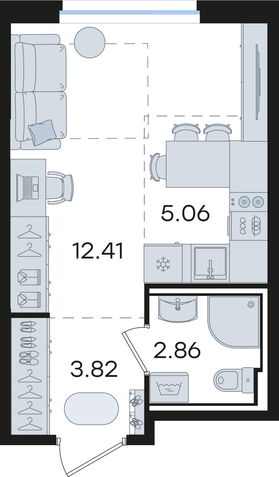 Студия 24 м2 в ЖК Новинки корпус null этаж 7
