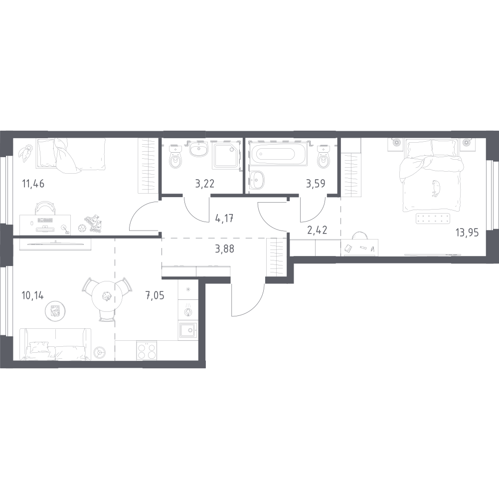 Студия 59 м2 в ЖК Урбан Мартен корпус null этаж 12