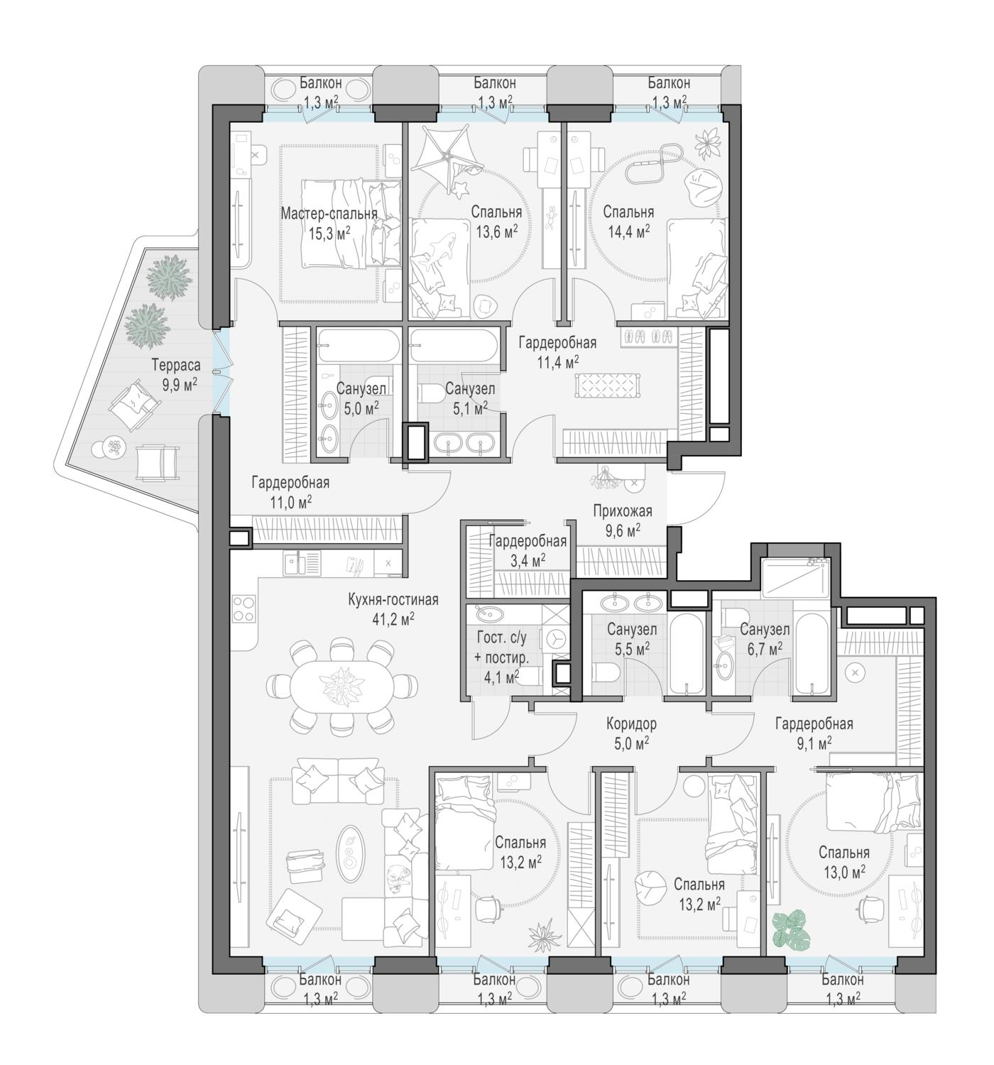 1-комнатная 205 м2 в ЖК Элитный квартал «Тишинский бульвар» корпус null этаж 3