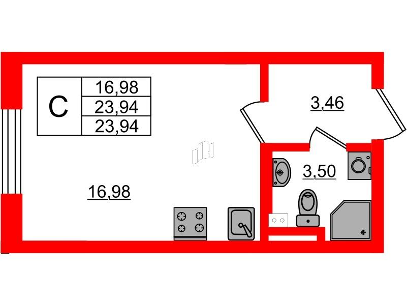 Студия 23 м2 в ЖК Золотые купола. Новая История корпус null этаж 2