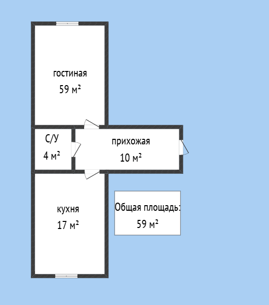 1-комнатная 59 м2 в ЖК undefined корпус null этаж 3