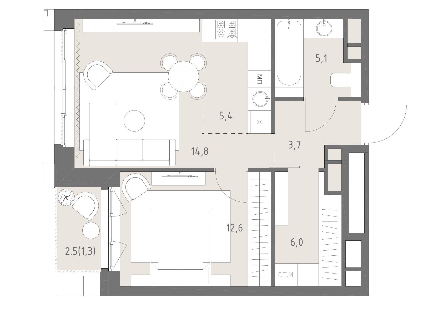 2-комнатная 48 м2 в ЖК Родина парк корпус null этаж 10