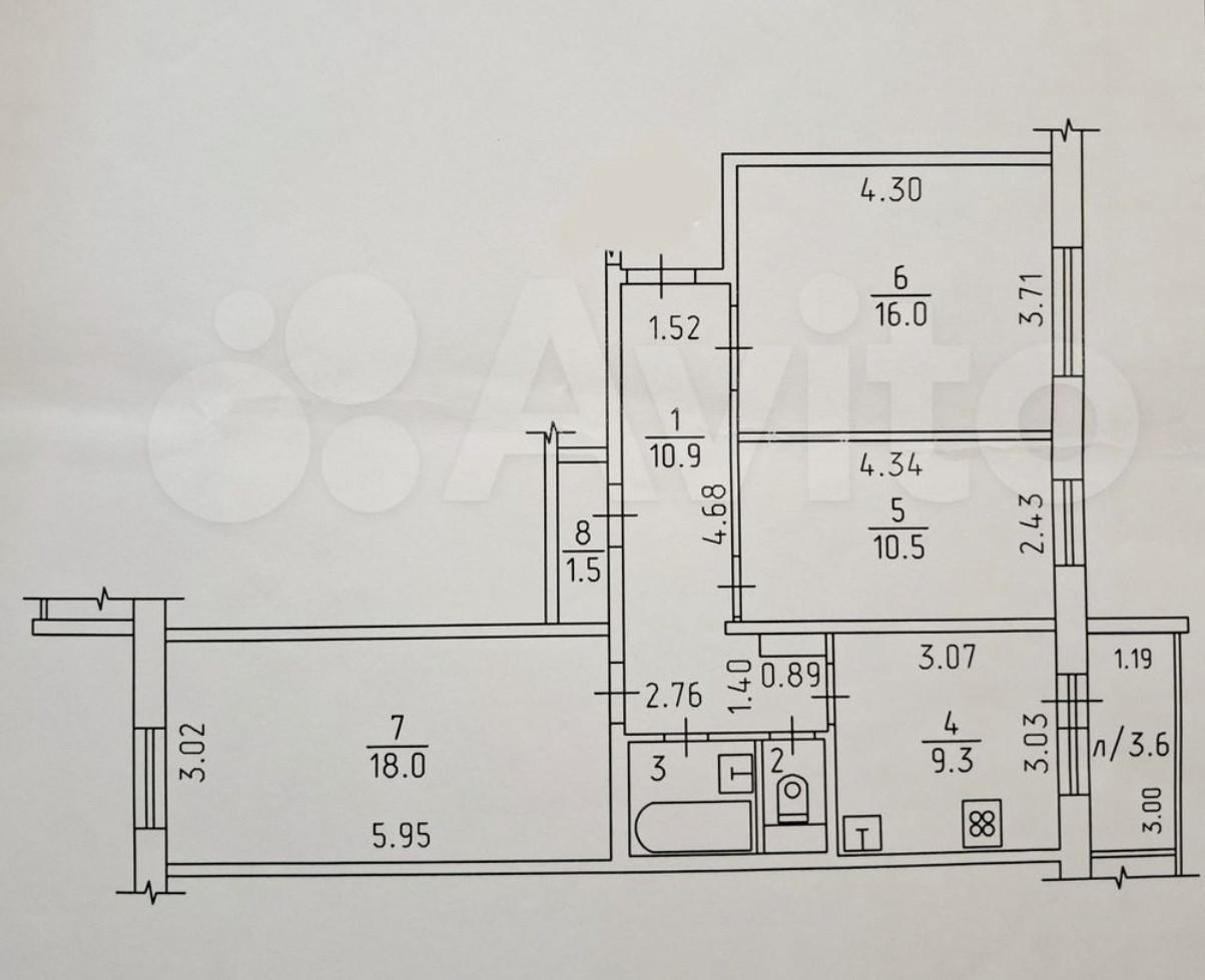 3-комнатная 69.8 м2 в ЖК undefined корпус null этаж 9