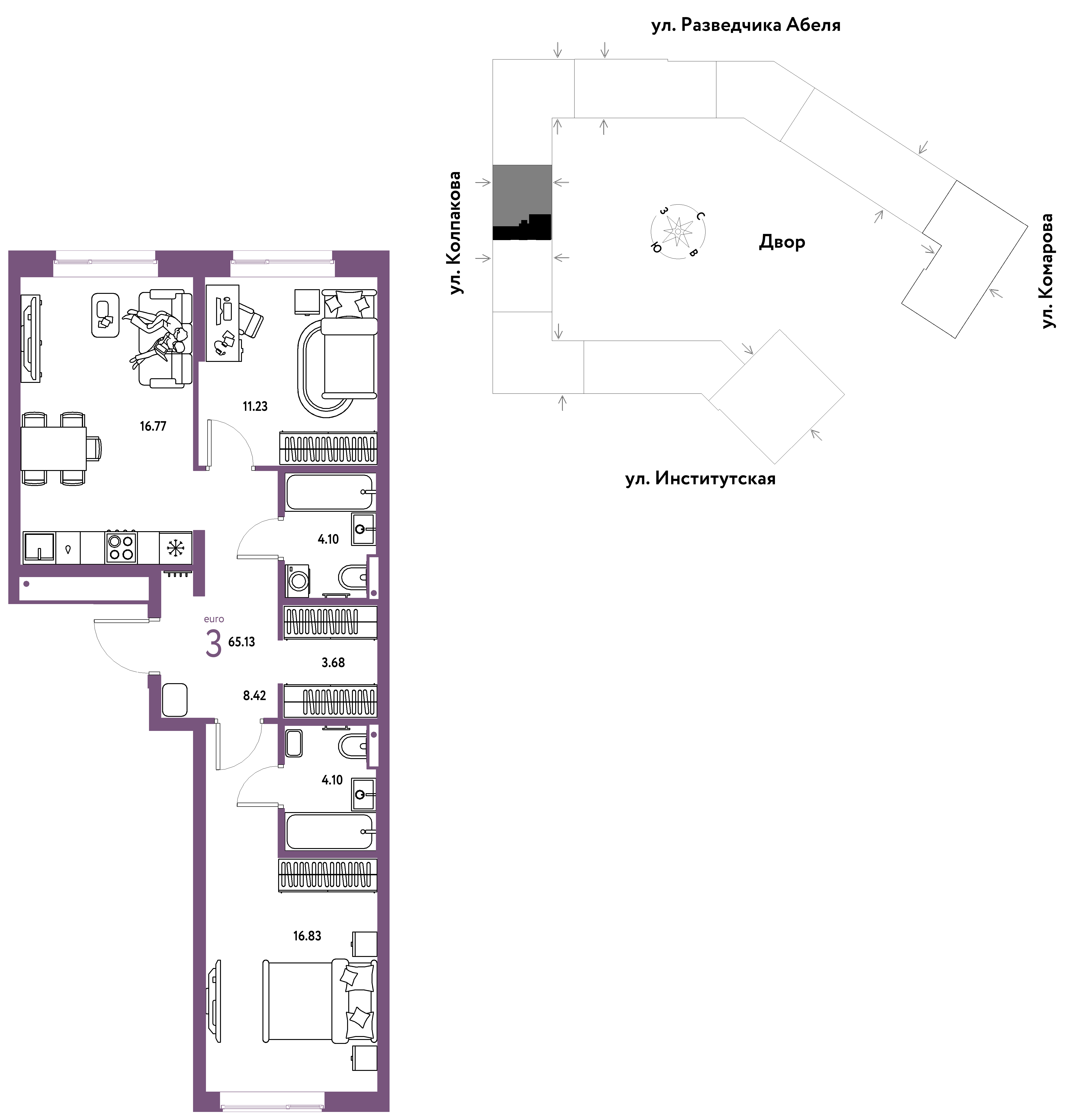 Студия 65 м2 в ЖК Страна.Парковая корпус null этаж 3