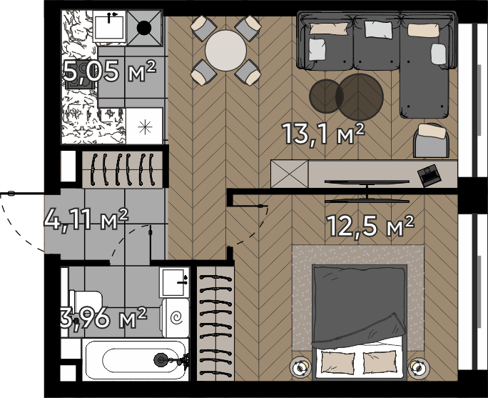 Студия 38 м2 в ЖК Квартал Серебряный бор корпус null этаж 7
