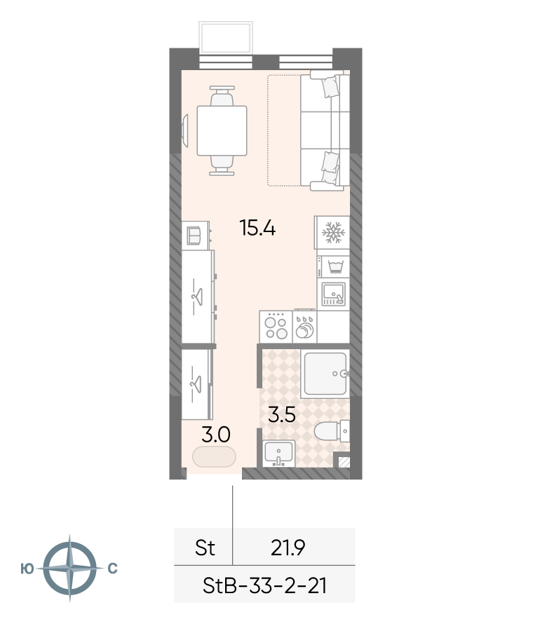 Студия 21 м2 в ЖК ЛУЧИ корпус null этаж 17