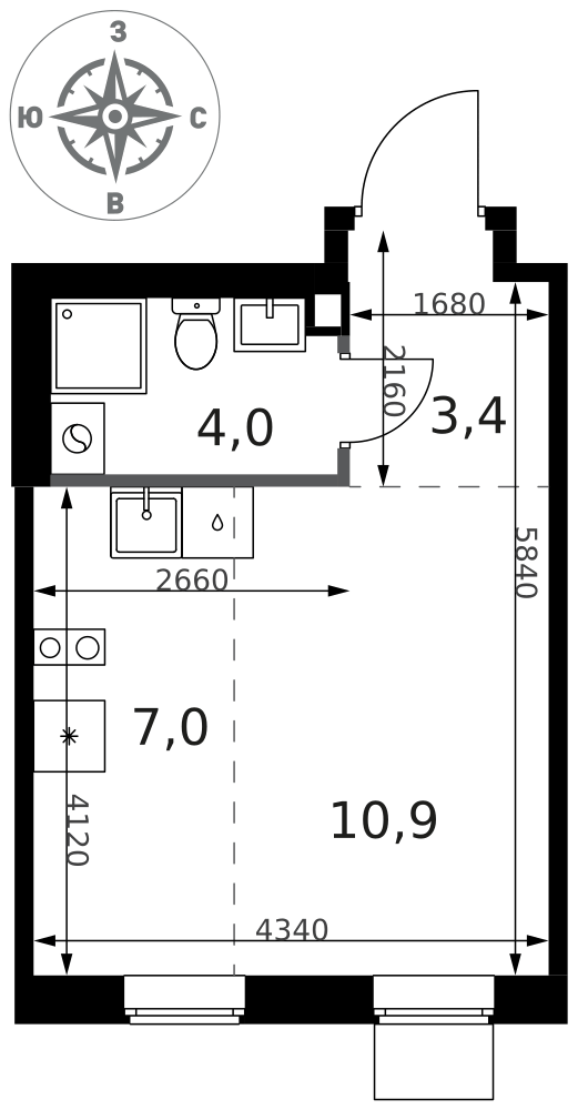 Студия 25 м2 в ЖК 1-й Ясеневский корпус null этаж 13