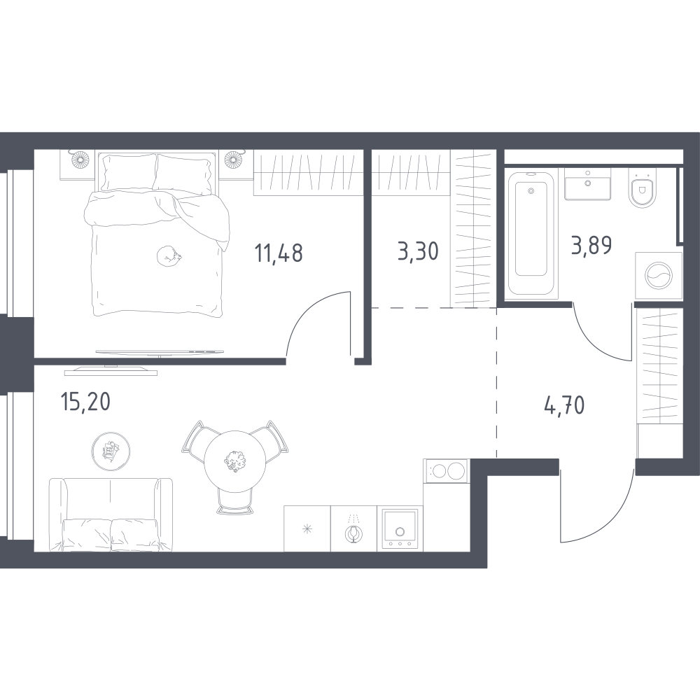 1-комнатная 38 м2 в ЖК Литературный Квартал корпус null этаж 8