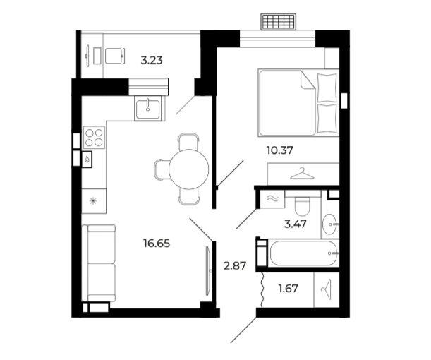 1-комнатная 37.7 м2 в ЖК undefined корпус null этаж 8