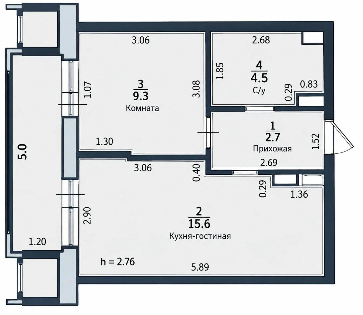 1-комнатная 33.5 м2 в ЖК undefined корпус null этаж 9