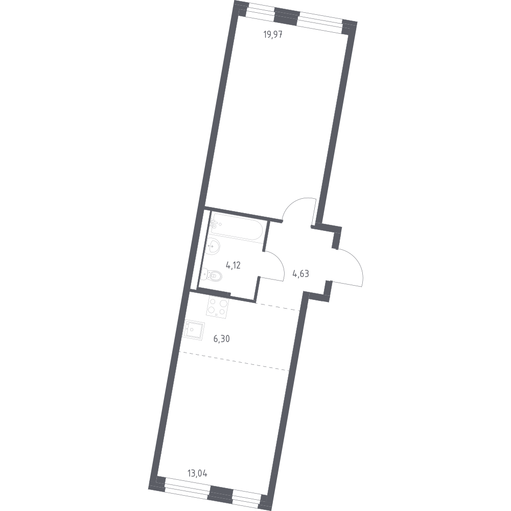 Студия 48 м2 в ЖК Квартал Западный корпус null этаж 1