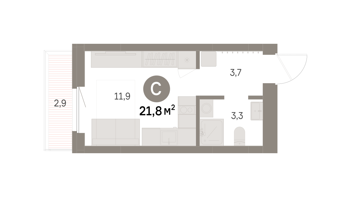 Студия 21 м2 в ЖК Шишимская горка корпус null этаж 5