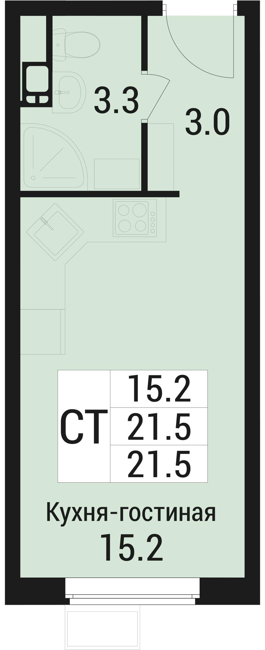 Студия 21 м2 в ЖК Дом в Малаховке корпус null этаж 5