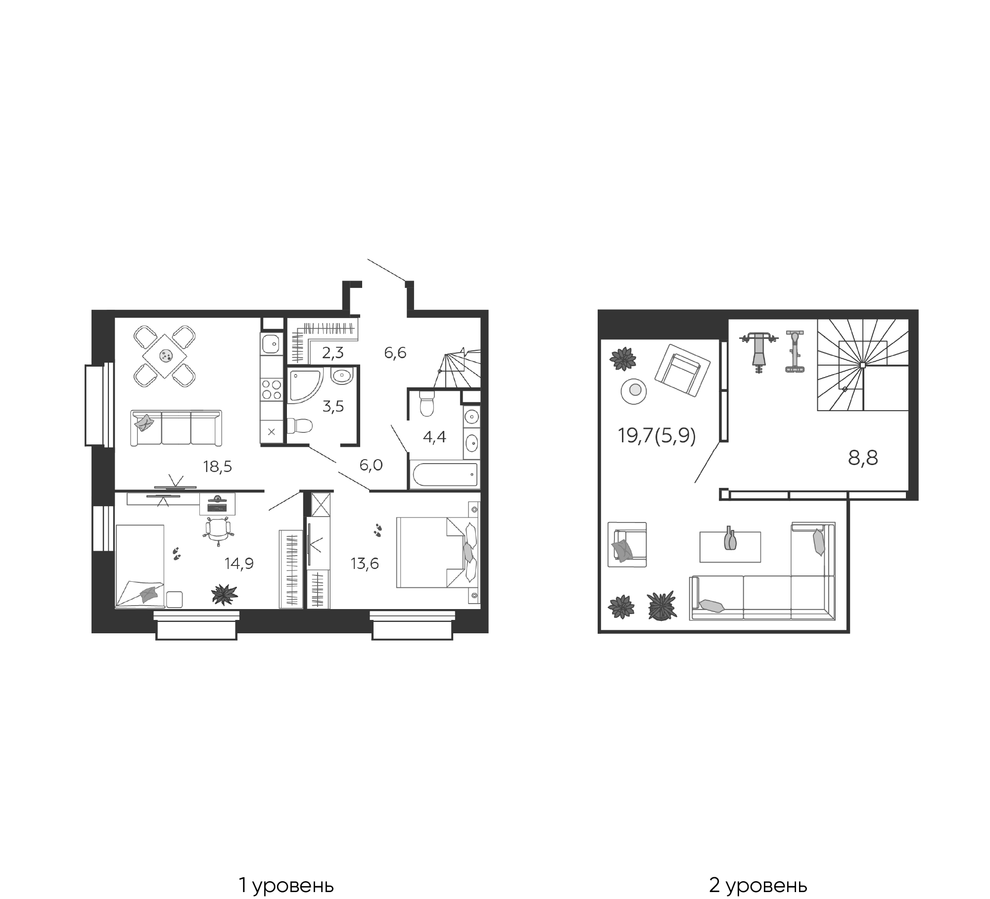 2-комнатная 83 м2 в ЖК Шагал корпус null этаж 6